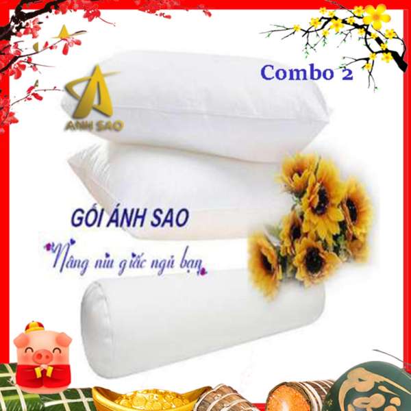 Combo bộ 2 gối nằm hơi cao 40x60cm + 1 gối ôm hơi 35x100cm Ánh Sao siêu cao cấp