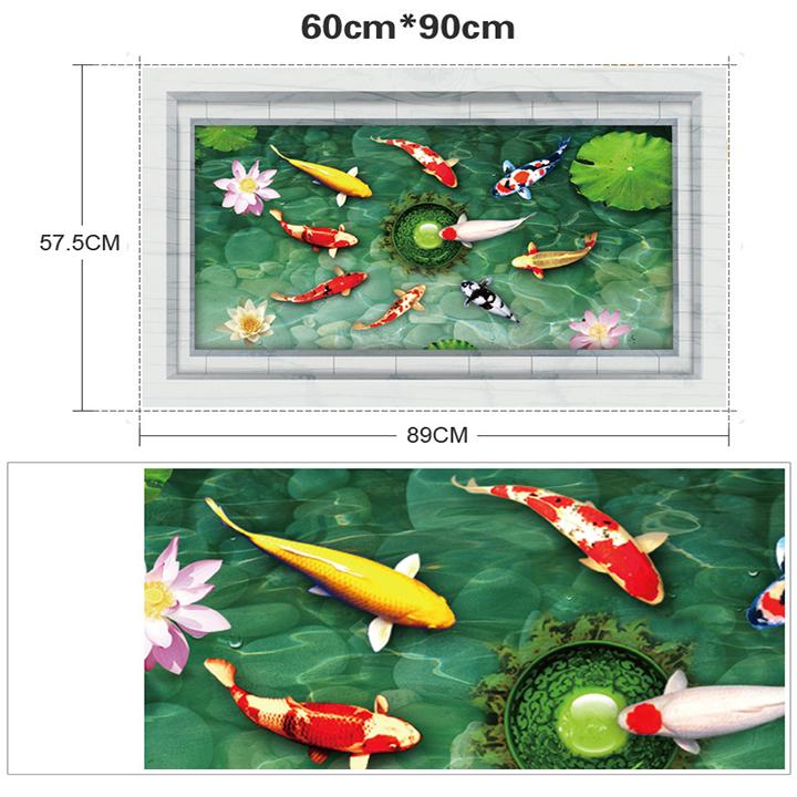 Tranh 3D phong thủy Cá chép hoa sen