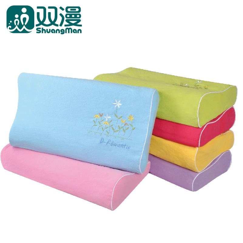 Shuangman Cotton Người Lớn Gối Cao Su Gối Đỡ Cổ Gối Ghi Nhớ