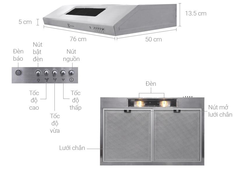 Máy hút mùi Electrolux EFT7516X (EFT-7516X) - 550 m3/h