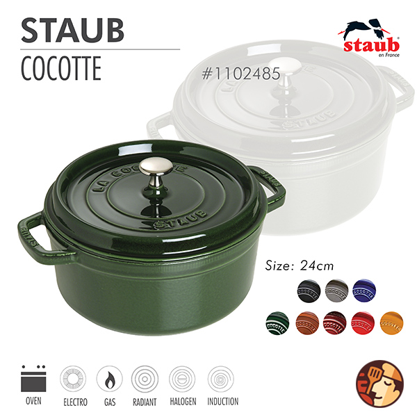 Nồi gang tròn Staub Xanh rêu 24cm