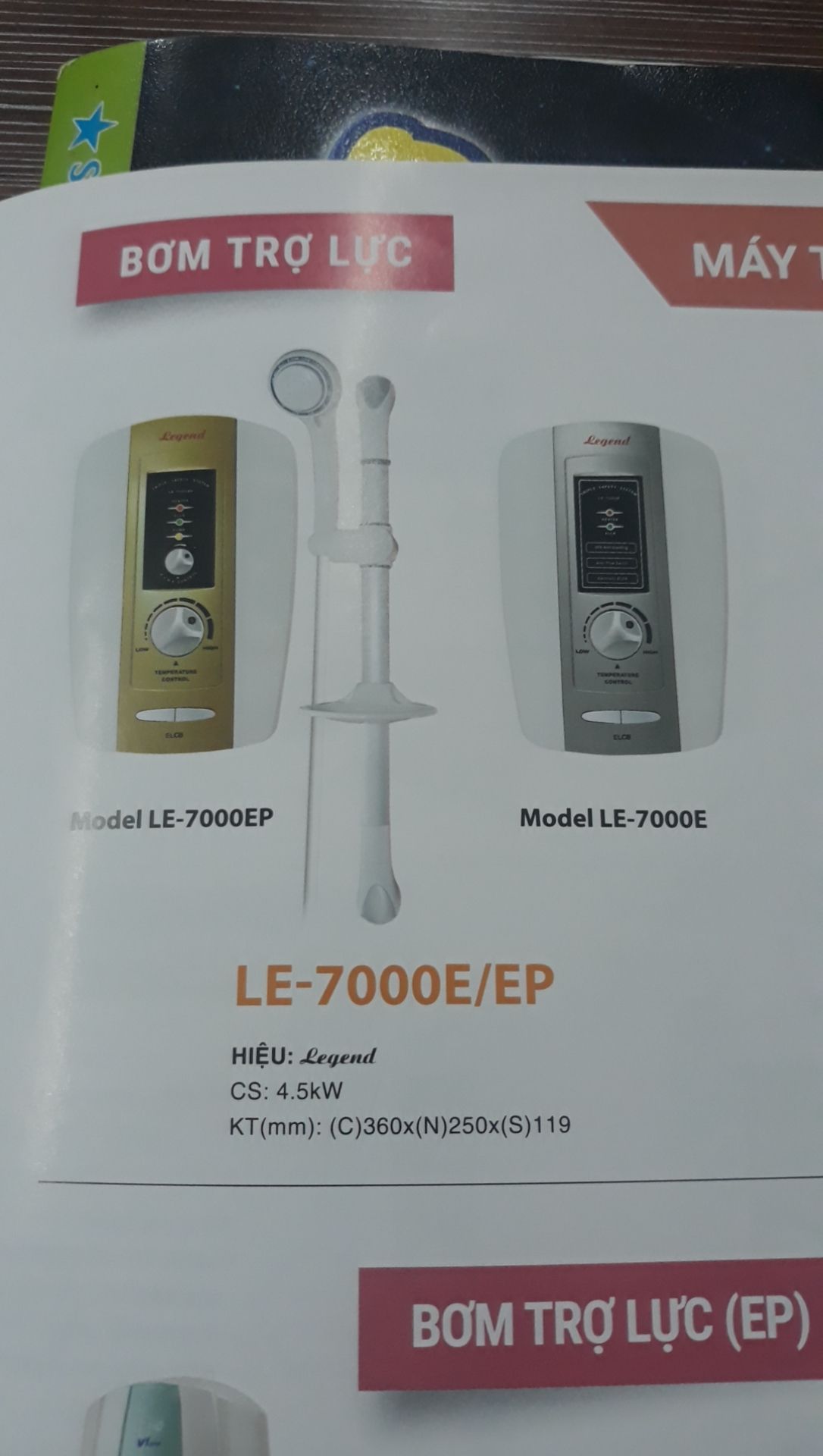 Máy tắm nước nóng Legend LE-7000EP