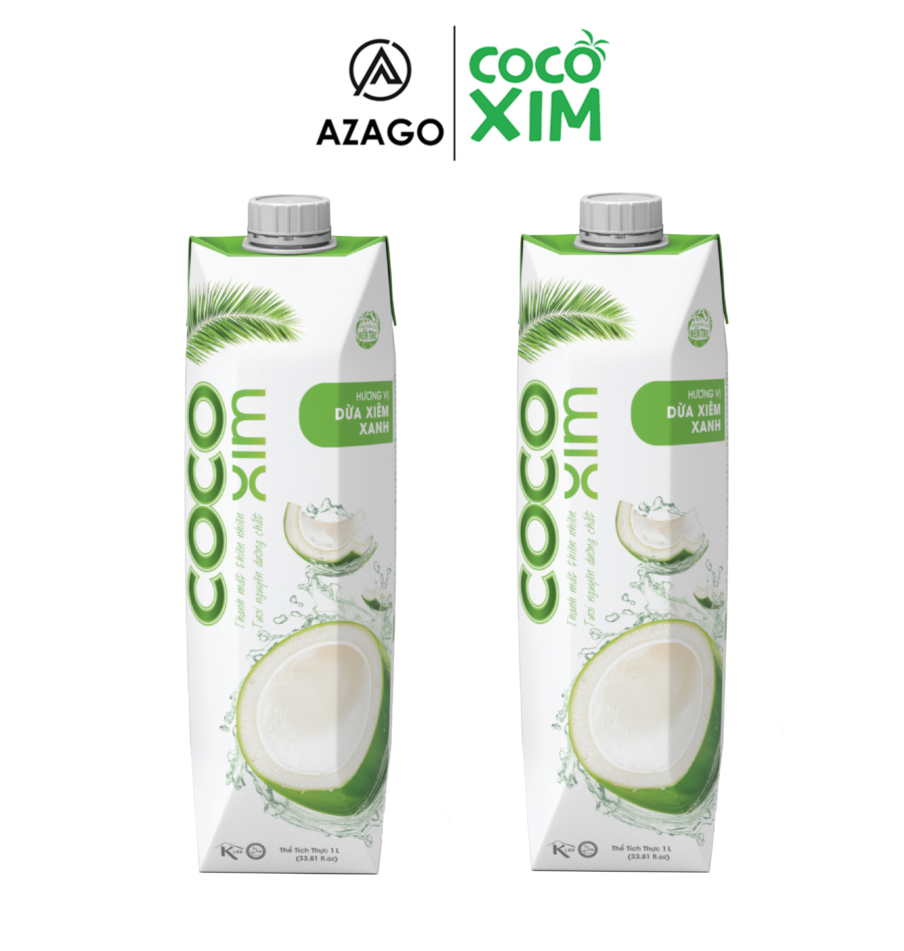 Nước Dừa xiêm Xanh Cocoxim 1L combo 2 hộp