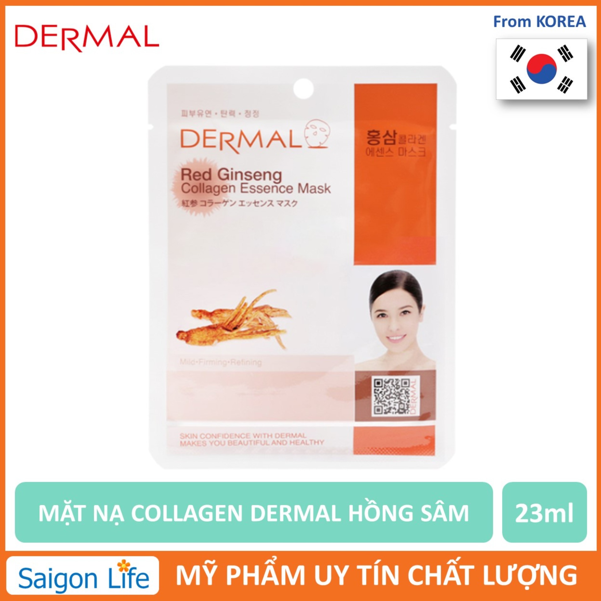 Mặt nạ dưỡng da tinh chất hồng sâm Dermal Red Ginseng Collagen Essence Mask 23g