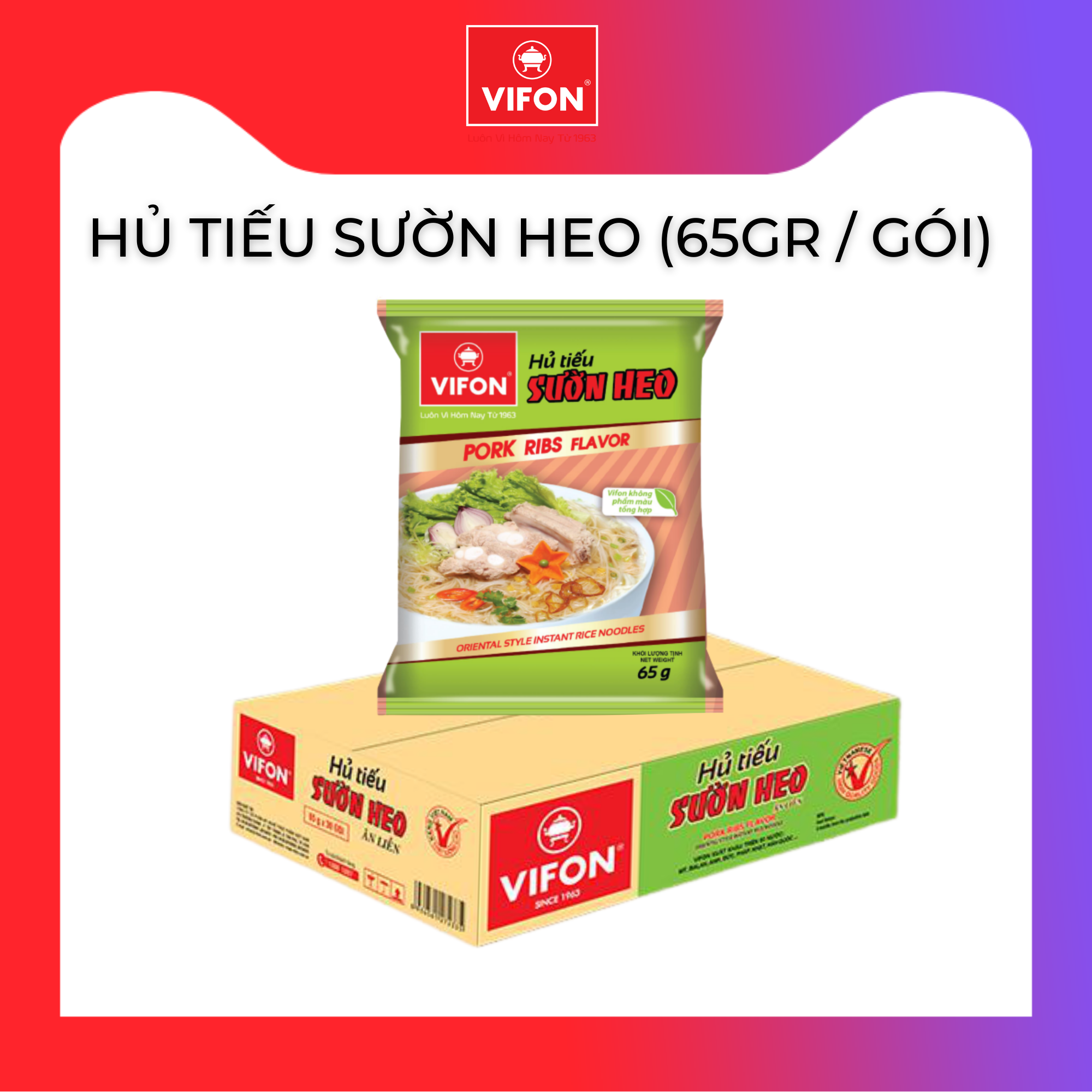 Thùng 30 gói hủ tiếu sườn heo Vifon 65g