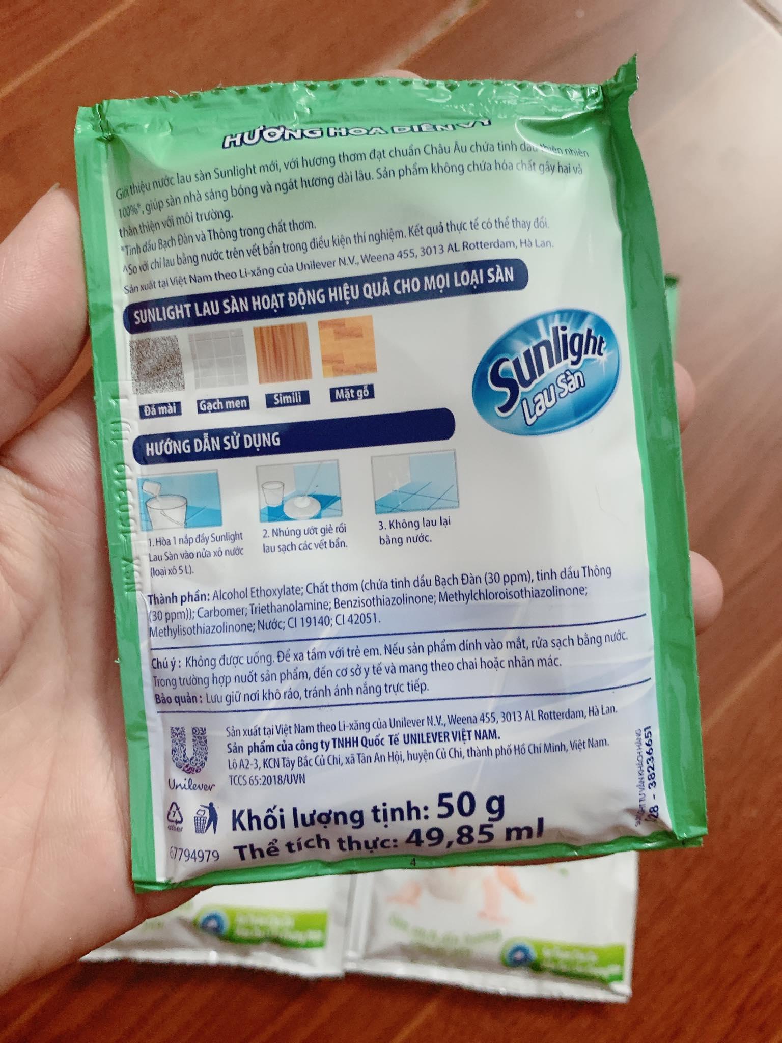 Nước lau sàn Sunlight 50ml combo 4 gói