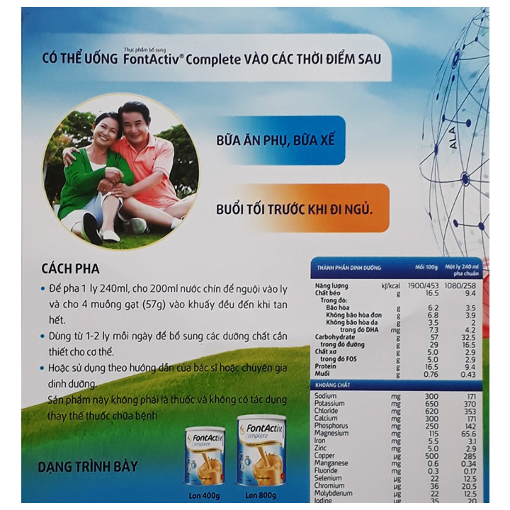 Sữa FontActiv Complete 800g cho người ốm yếu mệt mỏi