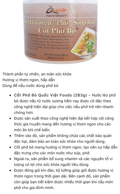 Cốt Phở Bò Quốc Việt Foods