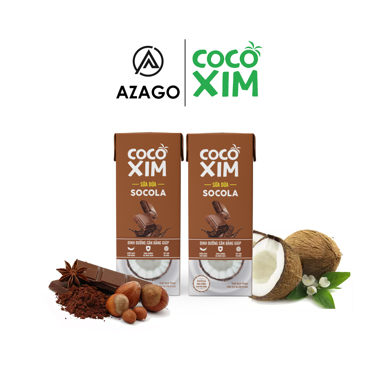 Sữa Dừa Cocoxim socola 180ml combo 2 hộp
