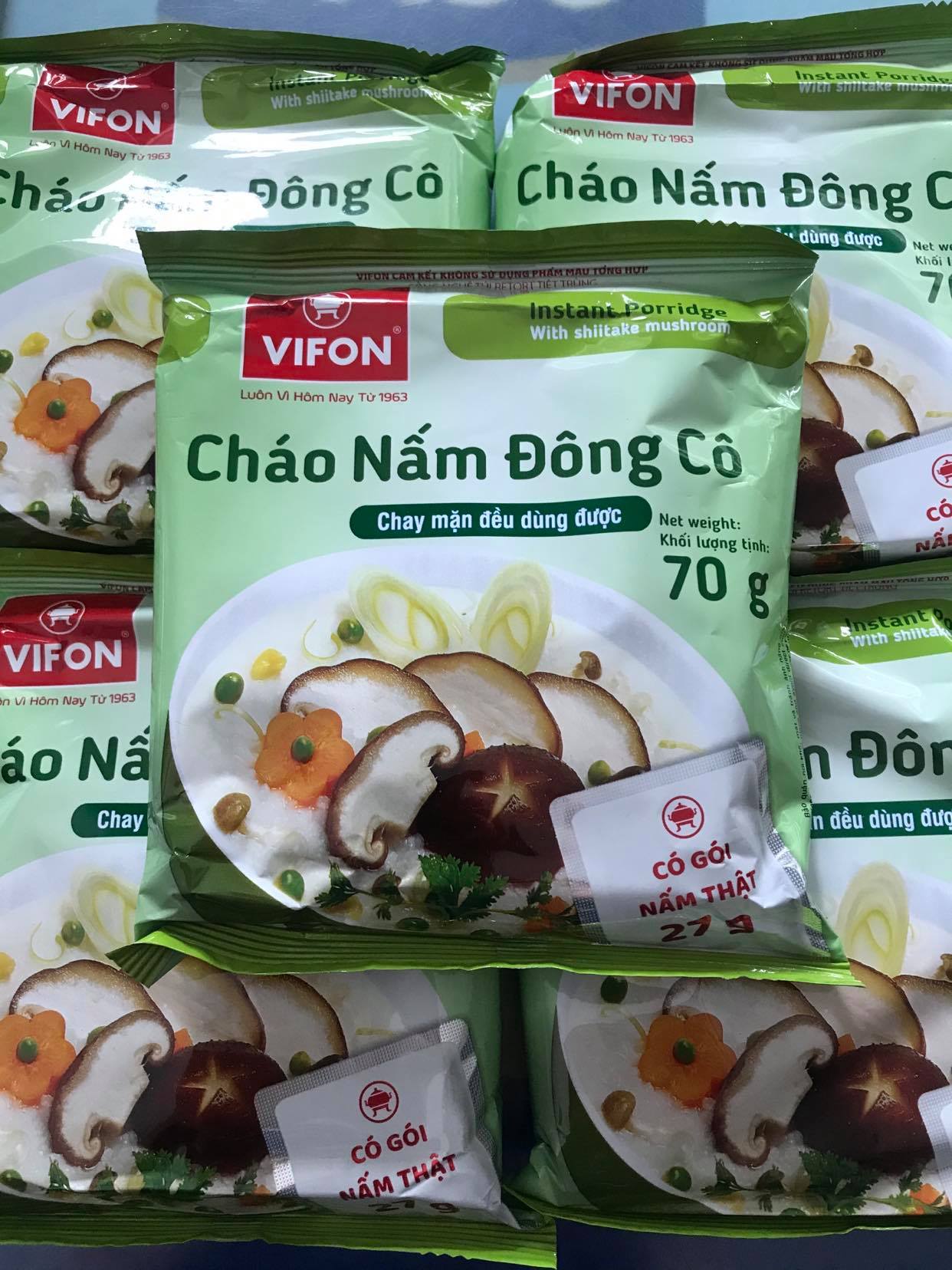Cháo Nấm Đông Cô VIFON 70g combo 5 gói