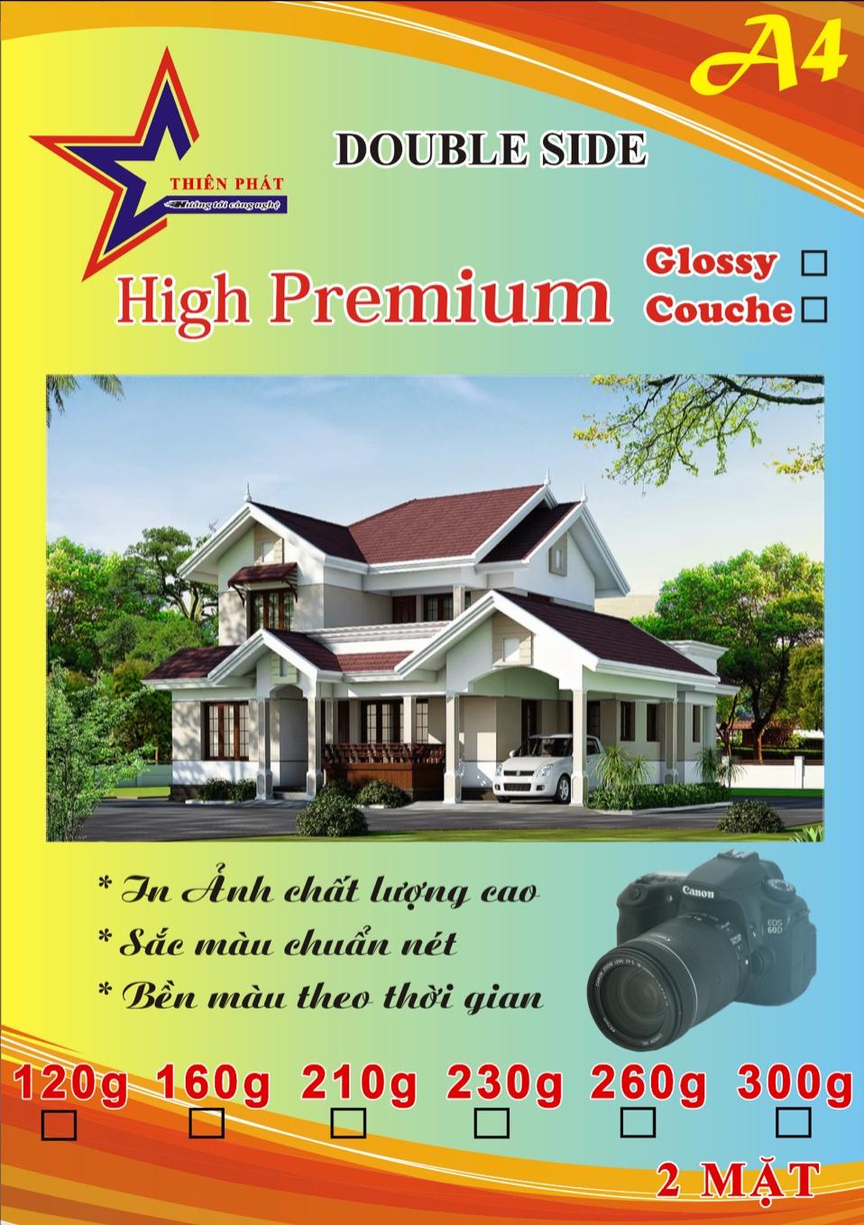 Giấy in couche khổ A4, định lượng 160gsm