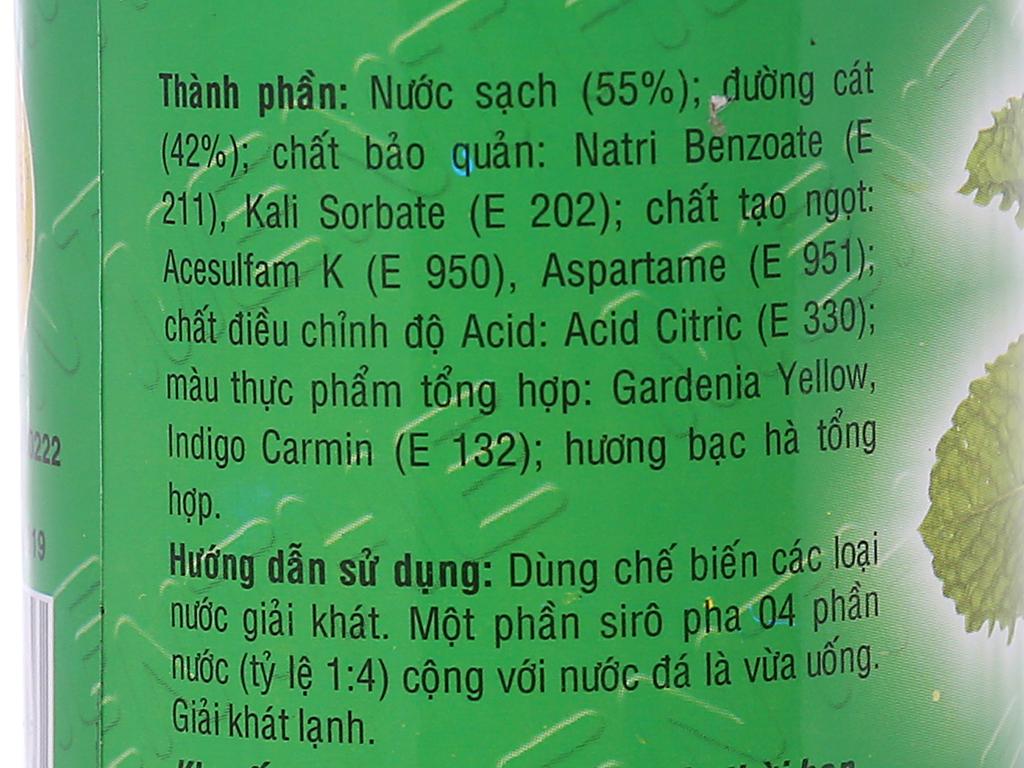 Siro Trinh bạc hà 600ml