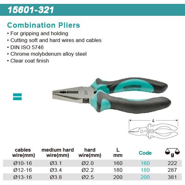 Kìm tổ hợp cơ khí Whirlpower 15601-321-180