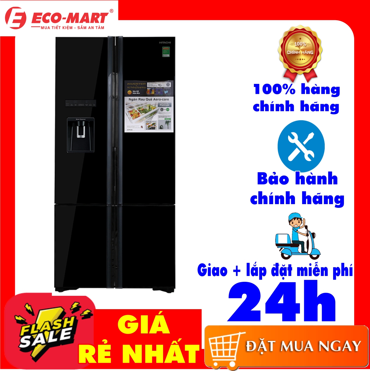 Tủ lạnh Hitachi R-WB730PGV6X 587L