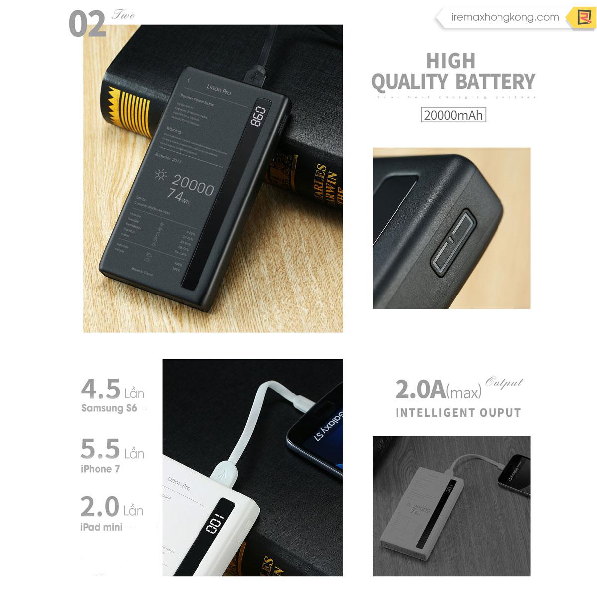 Sạc Dự Phòng Remax Linon RPP-73 20000mAh