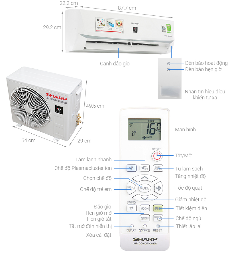 Máy lạnh Sharp Inverter 1 HP AH-XP10WMW