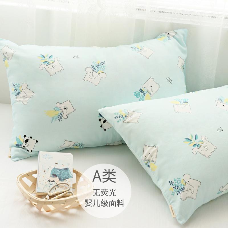 Sợi Hai Lớp 100% Cotton Hoạt Hình Tươi Trẻ Em Vỏ Gối Màu Xanh Dương Cuối Chậu Hoa Động Vật Vỏ Gối Trên Giường Cung Cấp