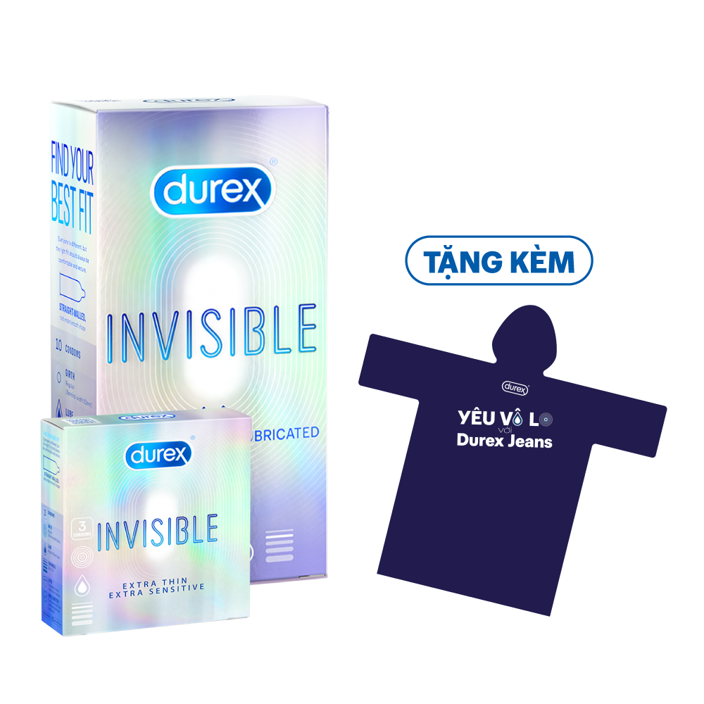 Bộ 2 hộp bao cao su Durex Invisible Extra Thin Extra Lubricated siêu