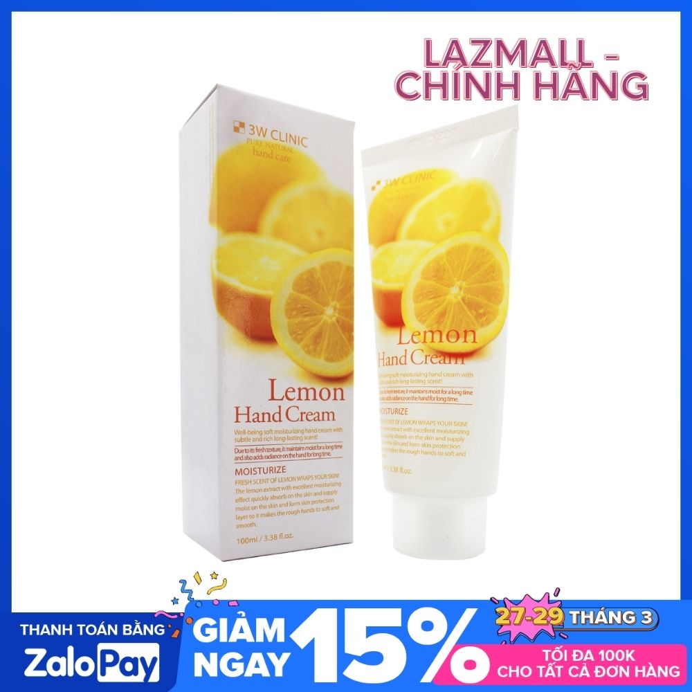 Kem Dưỡng Da Chiết Xuất Chanh 3W Clinic Lemon Hand Cream 100ml