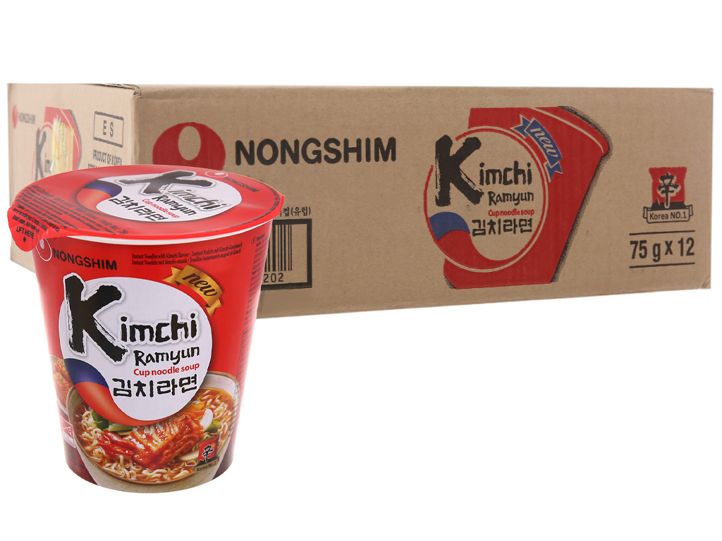 Mì Nongshim Kim Chi Ramyun 75g thùng 12 ly