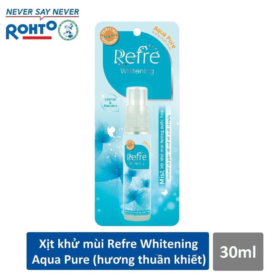 Xịt Khử Mùi Dưỡng Trắng Refre Whitening Aqua Pure Hương Thuần Khiết 30ml