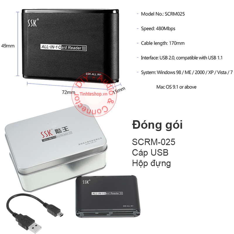 Đầu Đọc Thẻ Nhớ Đa Năng SSK SCRM025