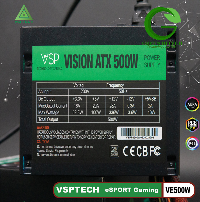 Nguồn Công Suất Thực VSP ATX 500W