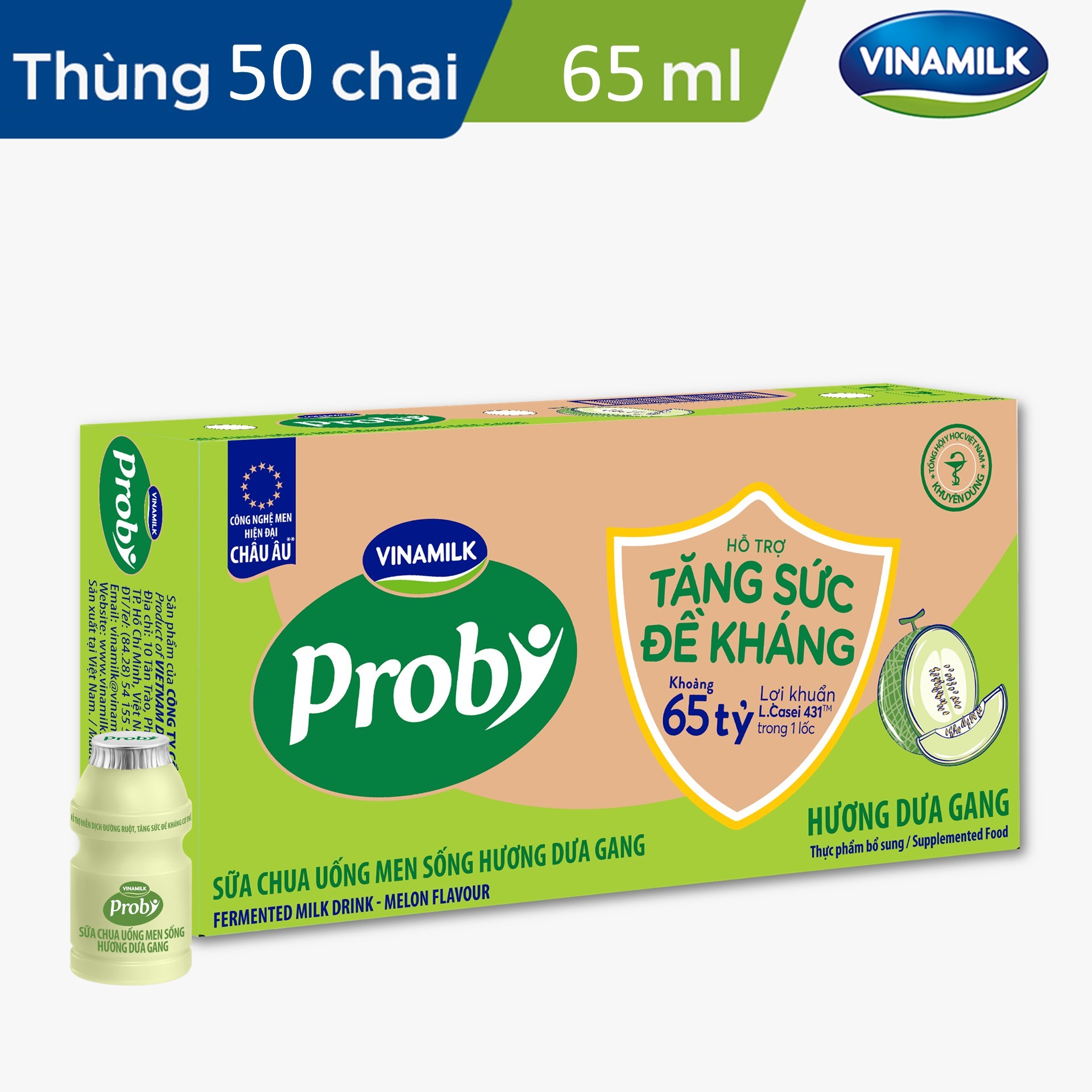 Thùng 50 Chai Sữa Chua Uống Men Sống chai 65ML Thương Hiệu NUTIFOOD