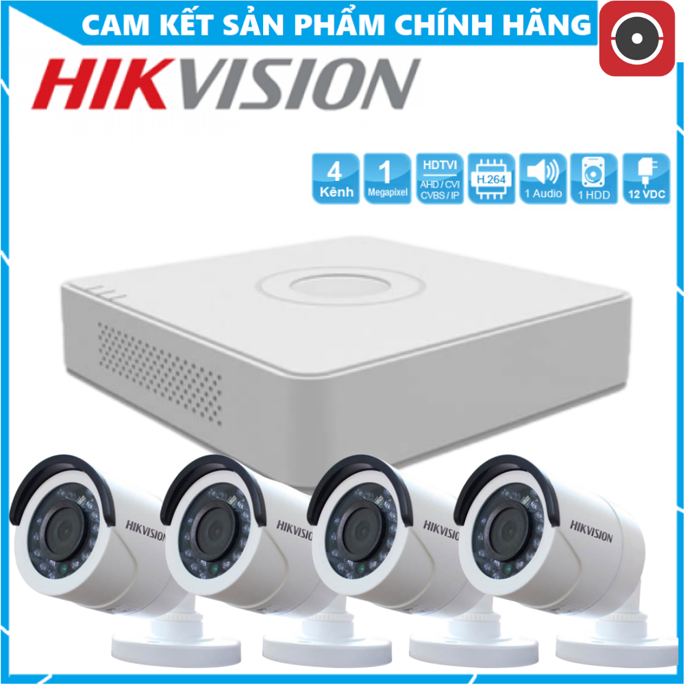 Bộ đầu ghi hình Hikvision DS-7104HGHI-F1 và Camera Hikvision DS-2CE16C0T