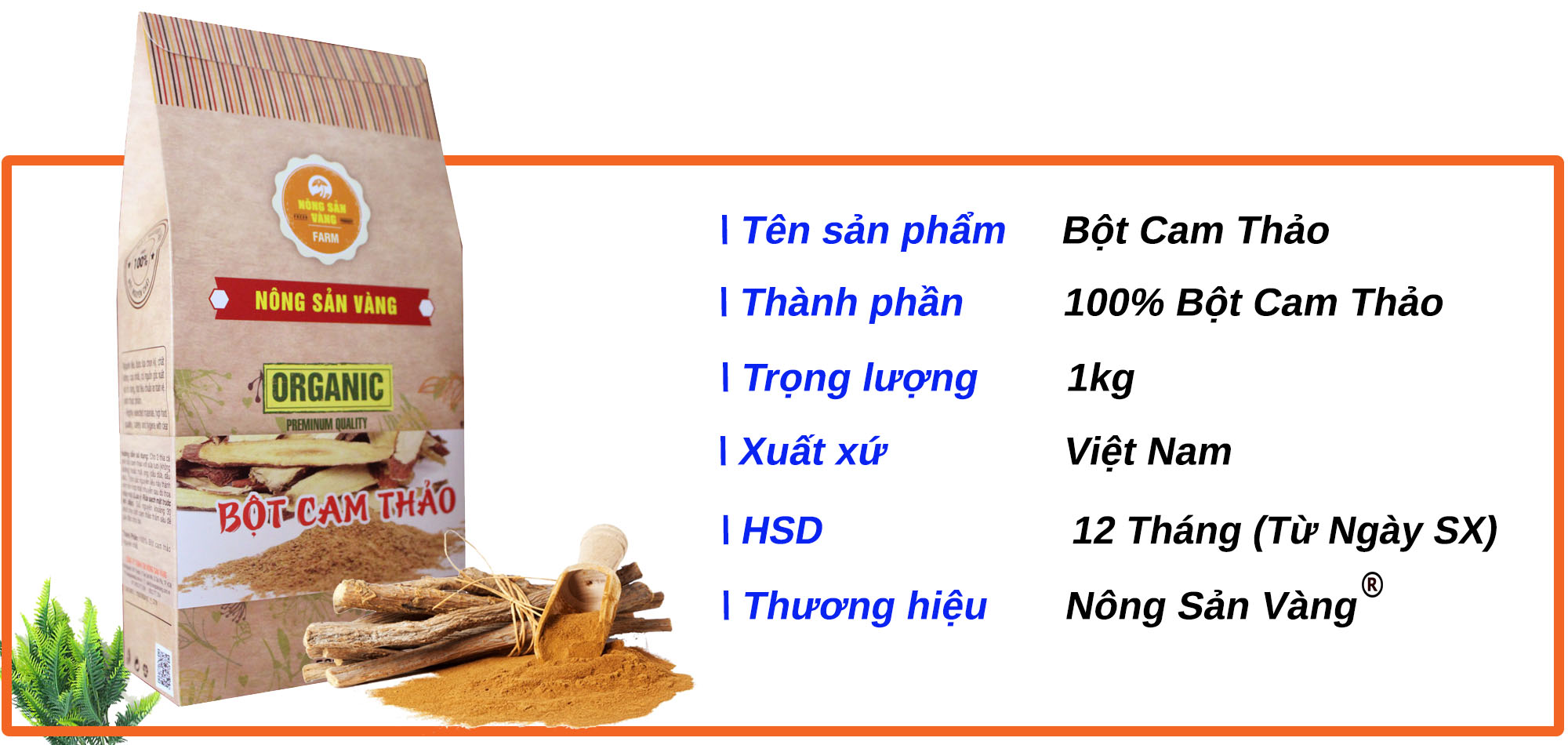 Bột Nông Sản Vàng Cam Thảo 1kg