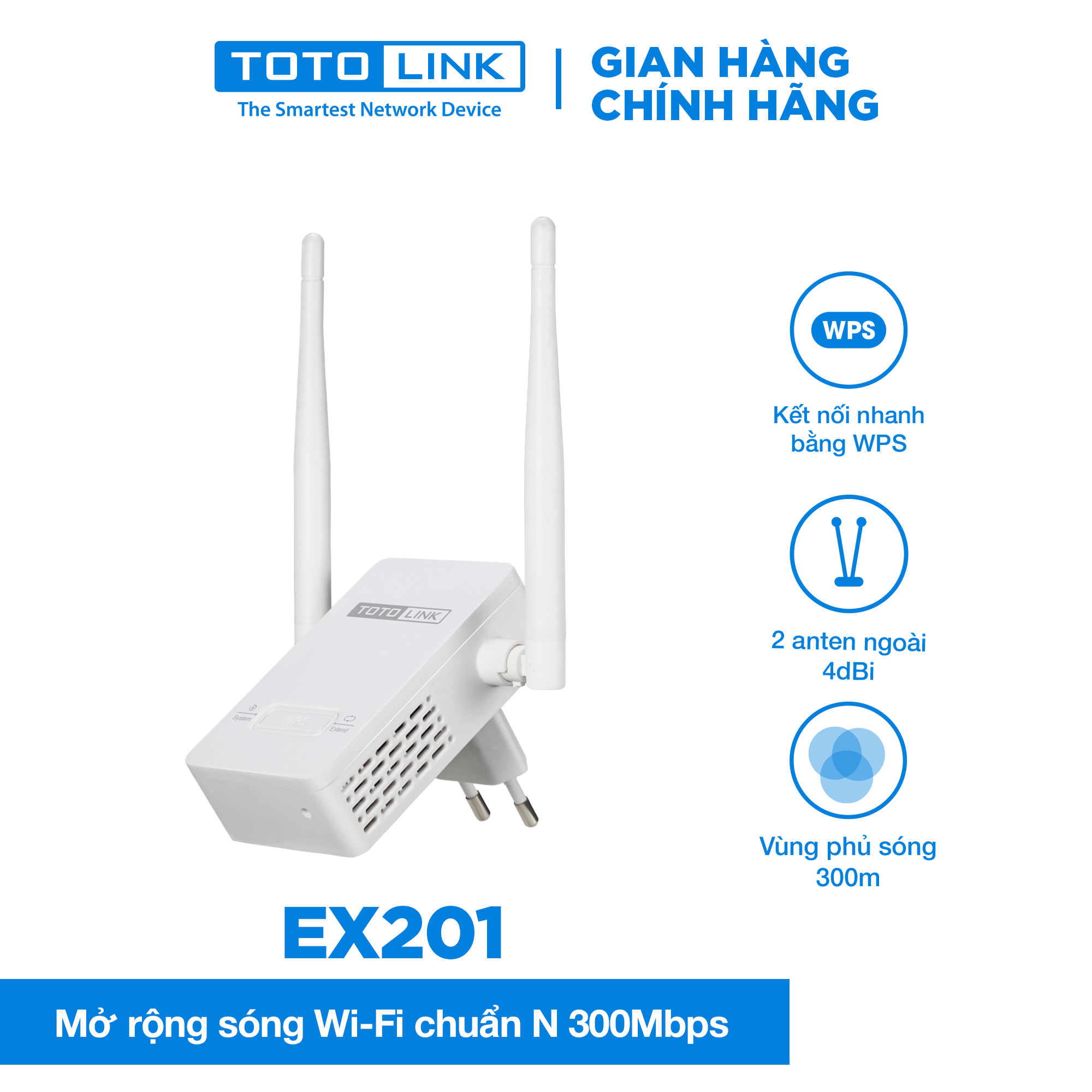 Bộ Mở Rộng Sóng Wi-Fi TOTOLINK EX201