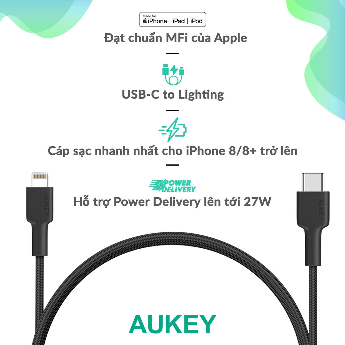 CÁP SẠC TYPE-C TO LIGHTNING AUKEY CB-CL2