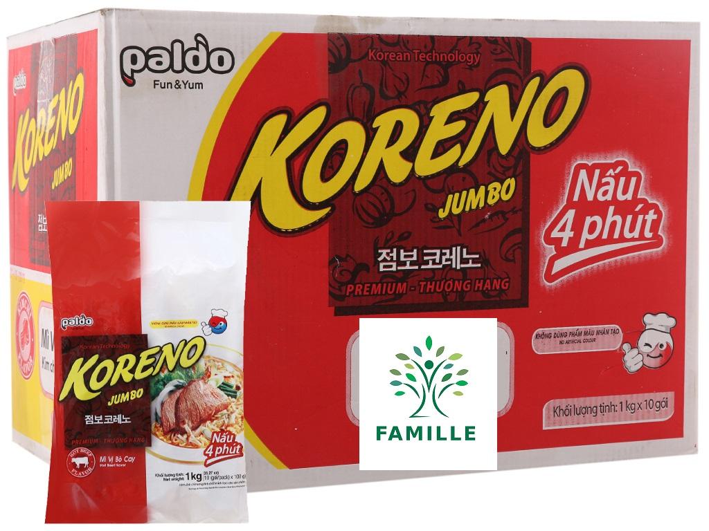 Mì Koreno bò cay 100g thùng 24 gói