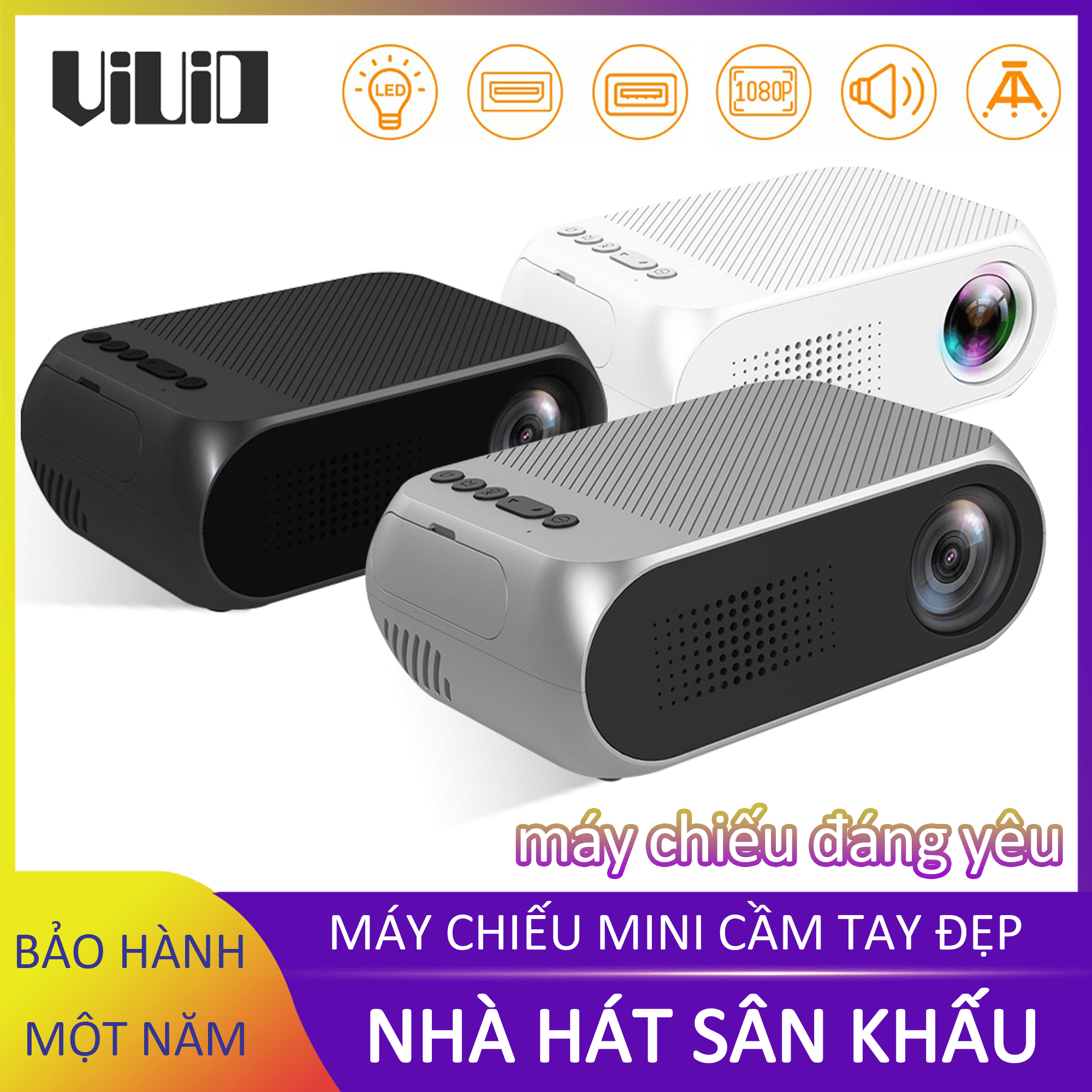 Máy chiếu mini YG320 led nhỏ gọn 1080p