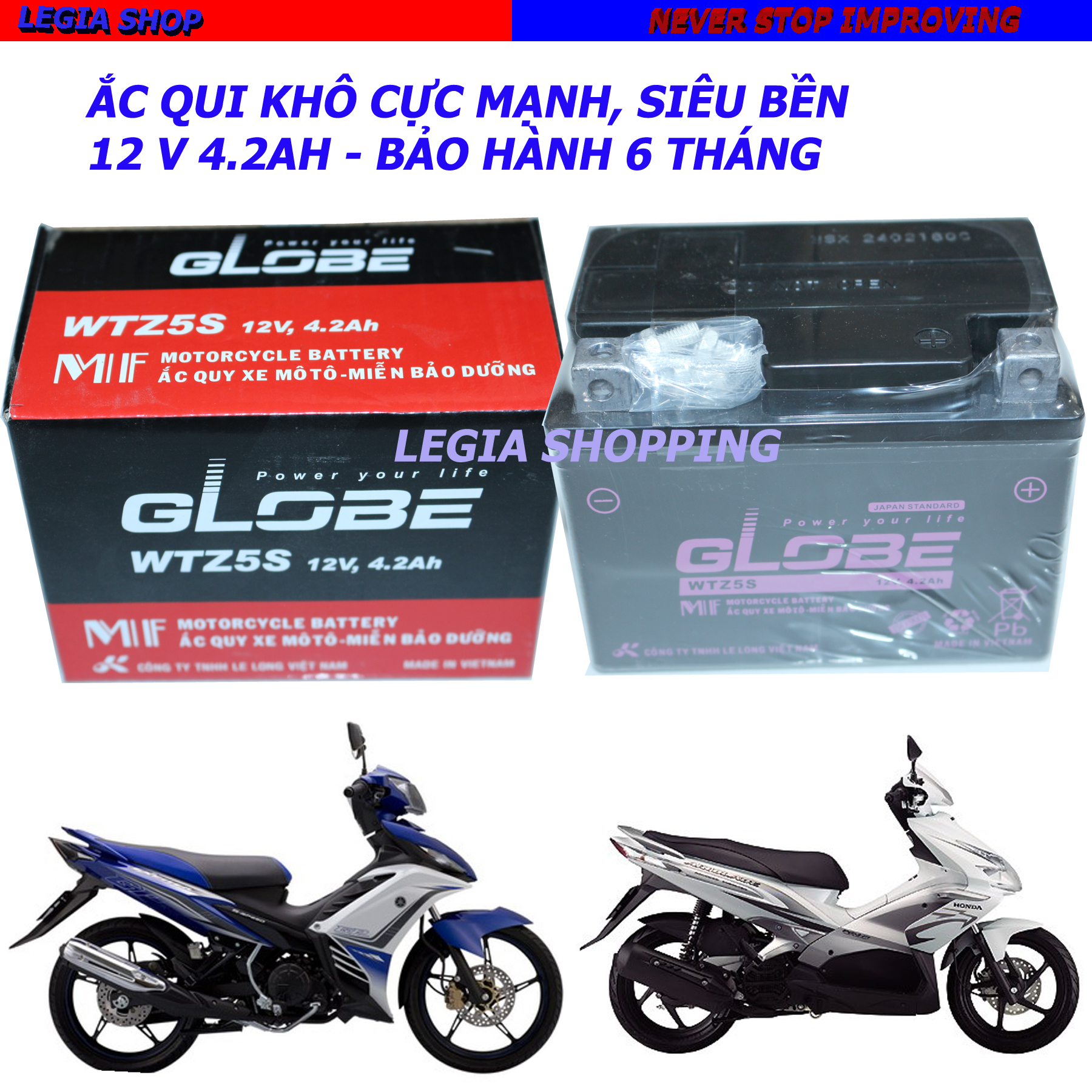 Ắc quy xe máy GLOBE WTZ5S-E
