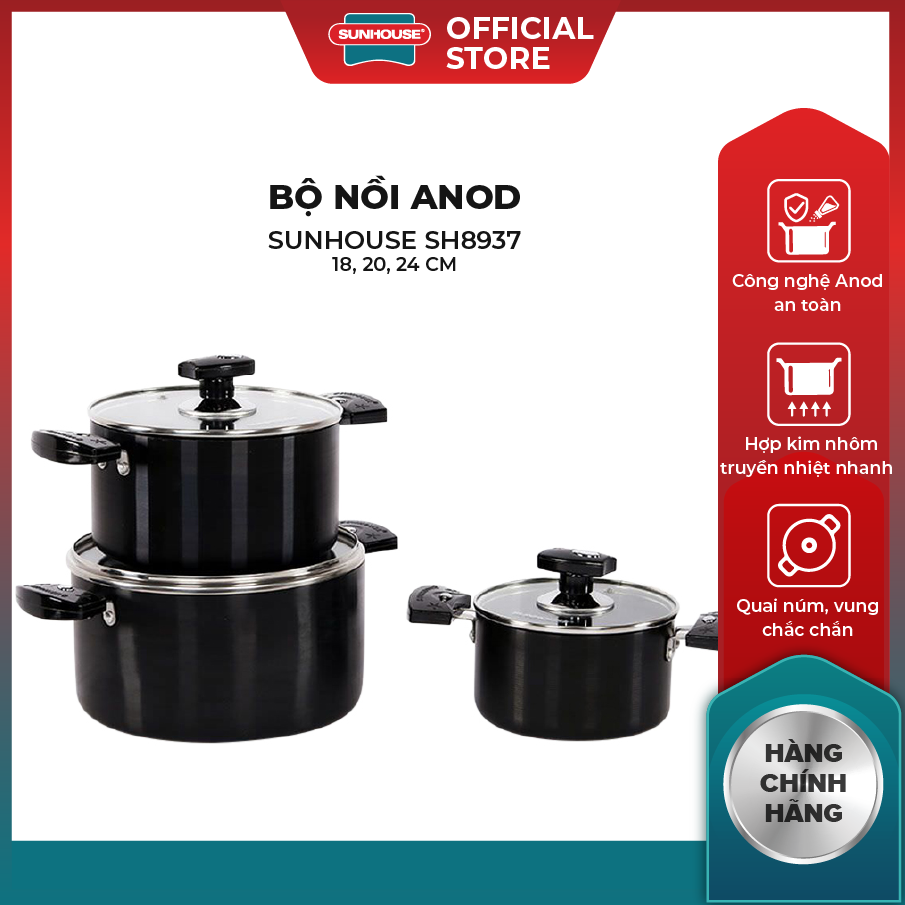 Bộ nồi Anod Sunhouse SH8937