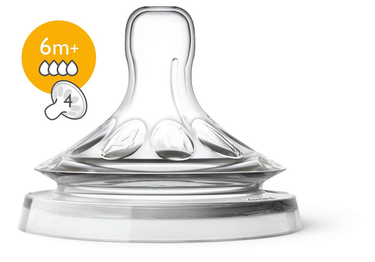 Núm ty Philips Avent SCF654/27 6M+ 4 lỗ Natural (2 chiếc)