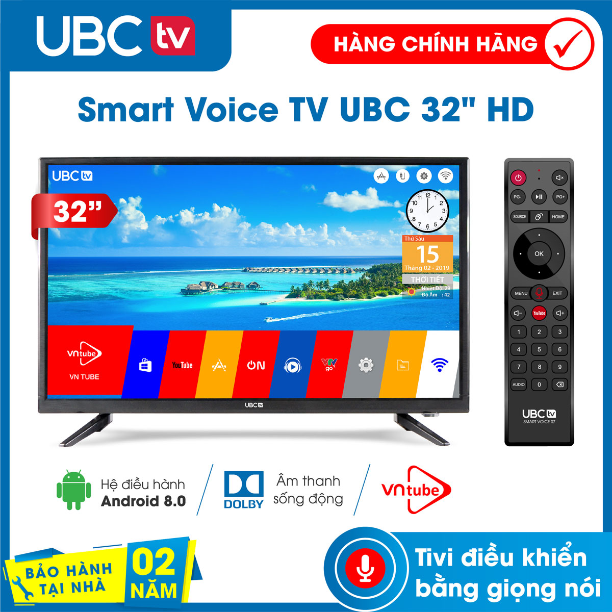 Smart Voice tivi UBC 32P300S HD 32 inch
