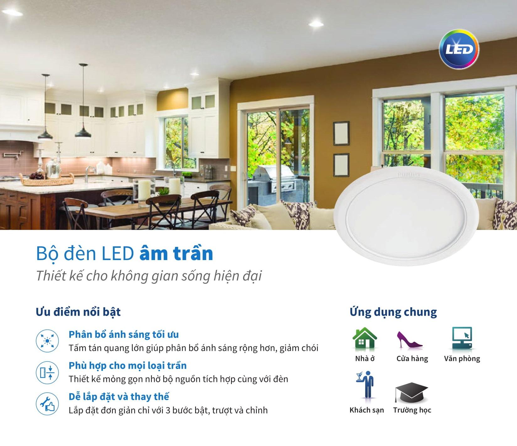 Đèn âm trần LED Philips DN027B 15W