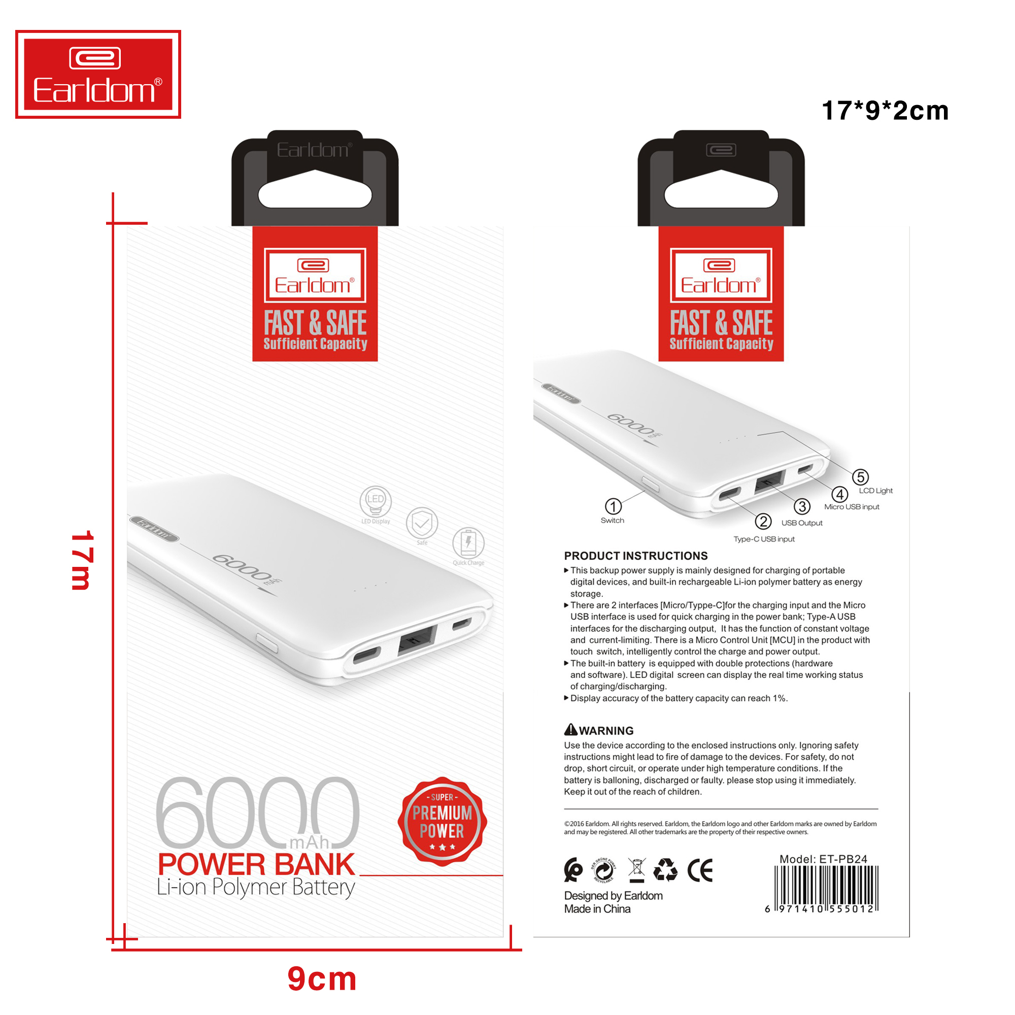 Sạc Dự Phòng Earldom PB-24 6000Mah