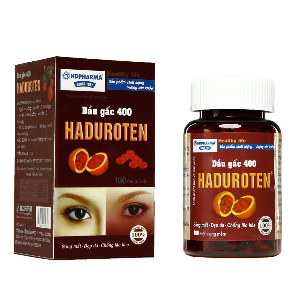 Viên uống sáng mắt đẹp da chống lão hóa dầu gấc 400 Haduroten 100 viên