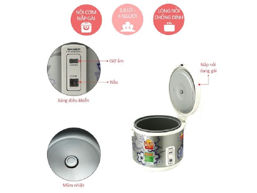 Nồi cơm điện Sharp KS-N18ETV 1.8L