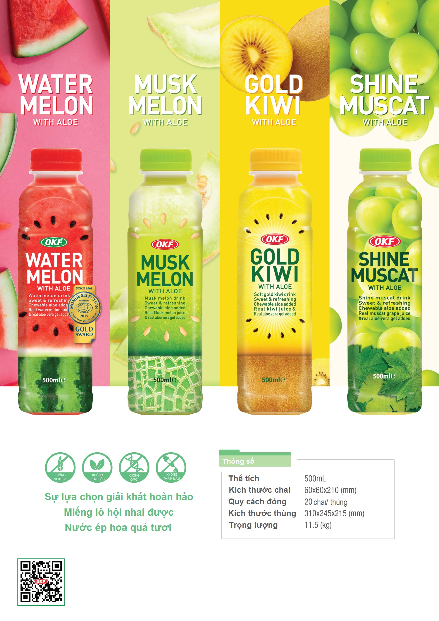 Nước ép OKF kiwi nha đam 500ml