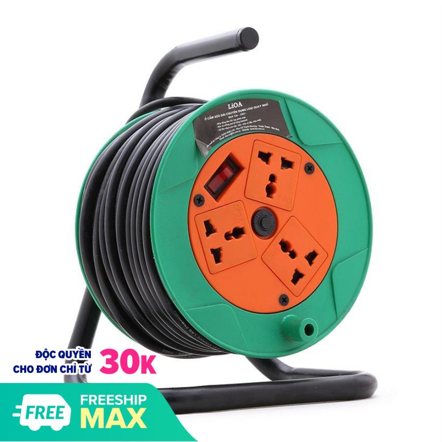 Ổ cắm kéo dài quay tay kiểu Rulo nhỏ LiOA QN20-2-15A