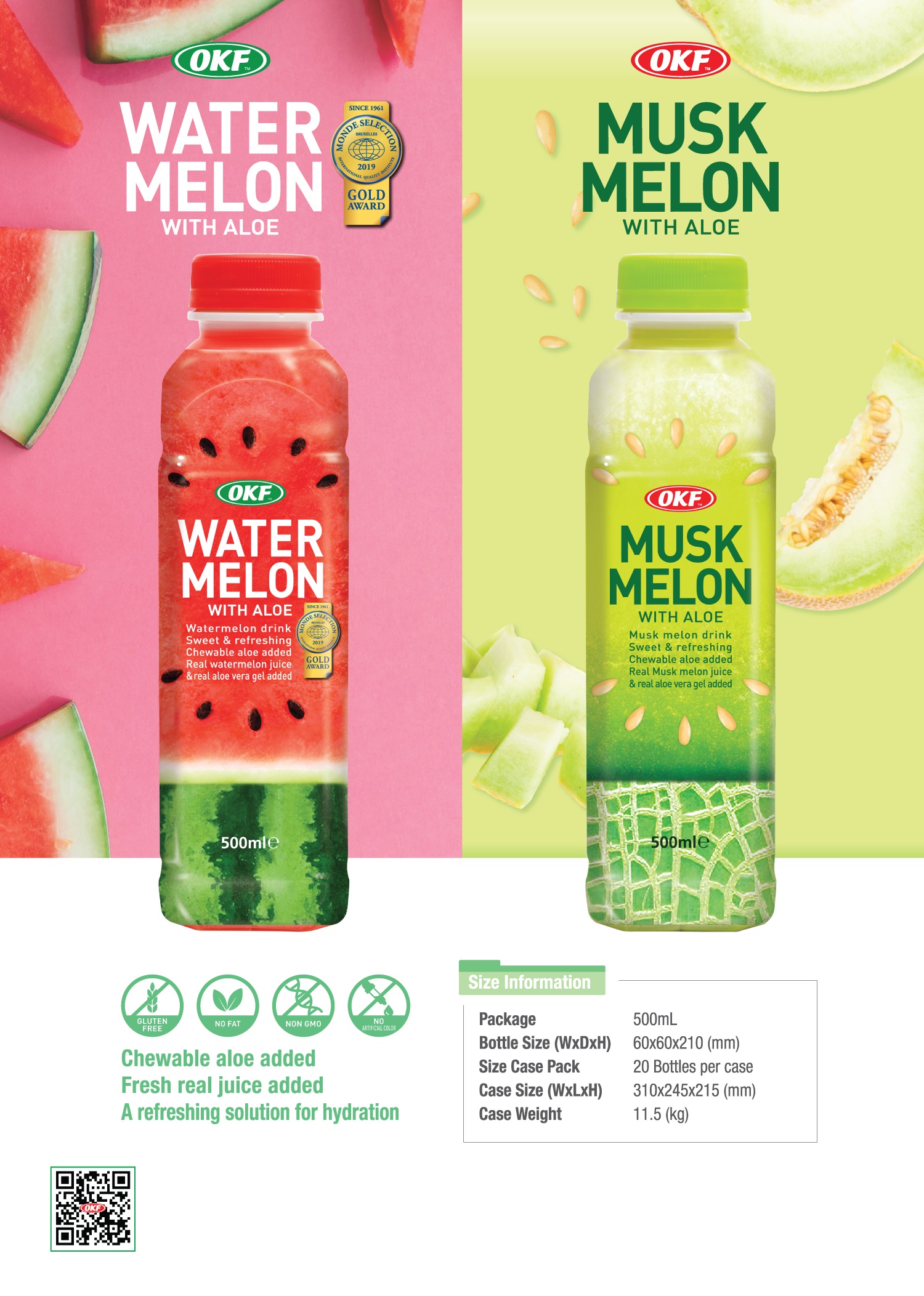 Nước ép OKF dưa lưới nha đam 500ml