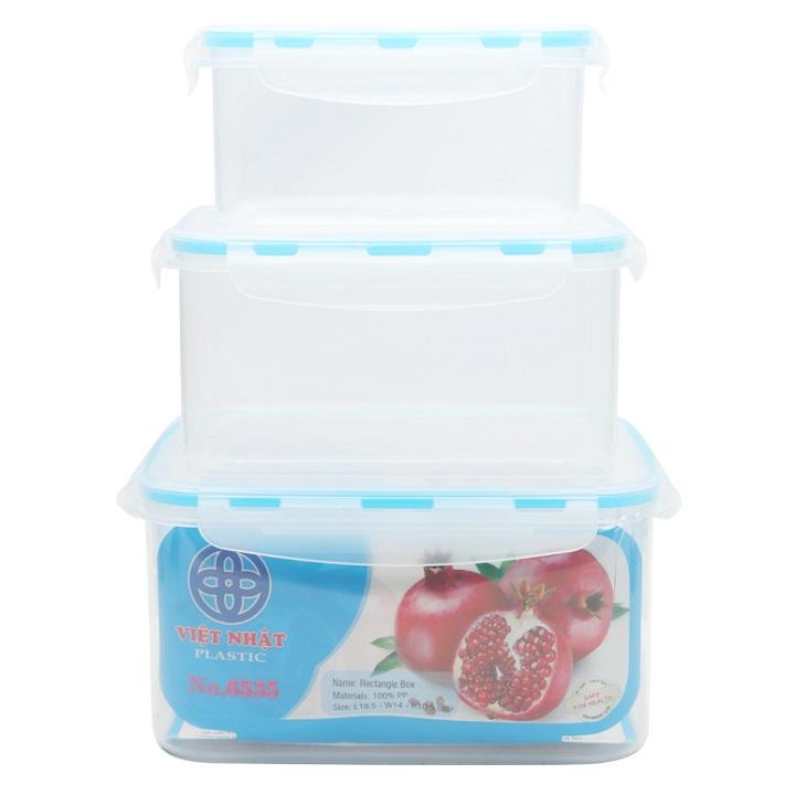 BỘ 3 HỘP NHỰA ĐỰNG THỰC PHẨM VIỆT NHẬT 6535