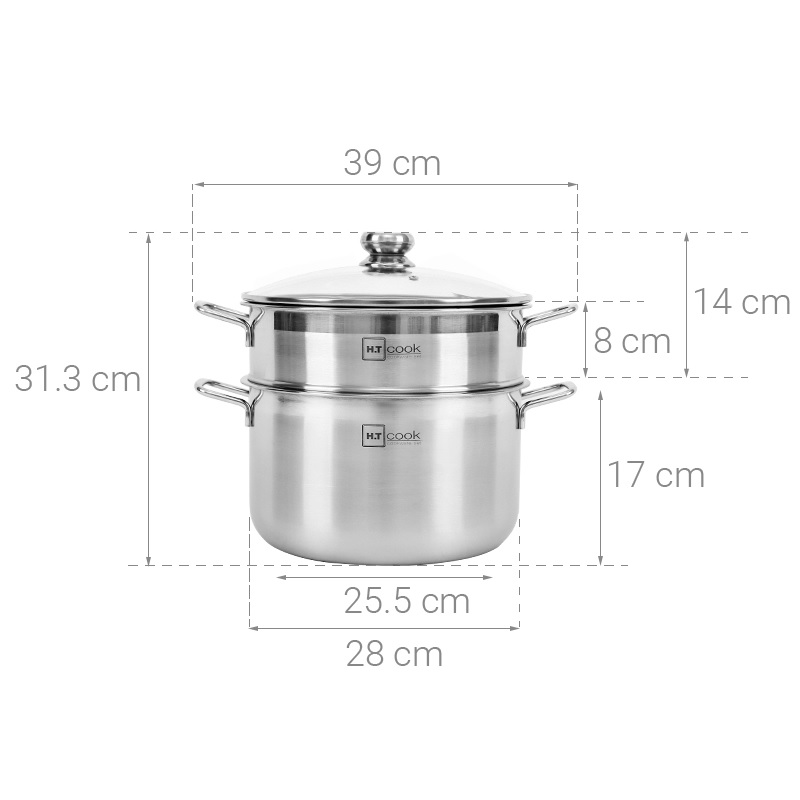 BỘ NỒI XỬNG HẤP INOX H.T COOK HTNX28001