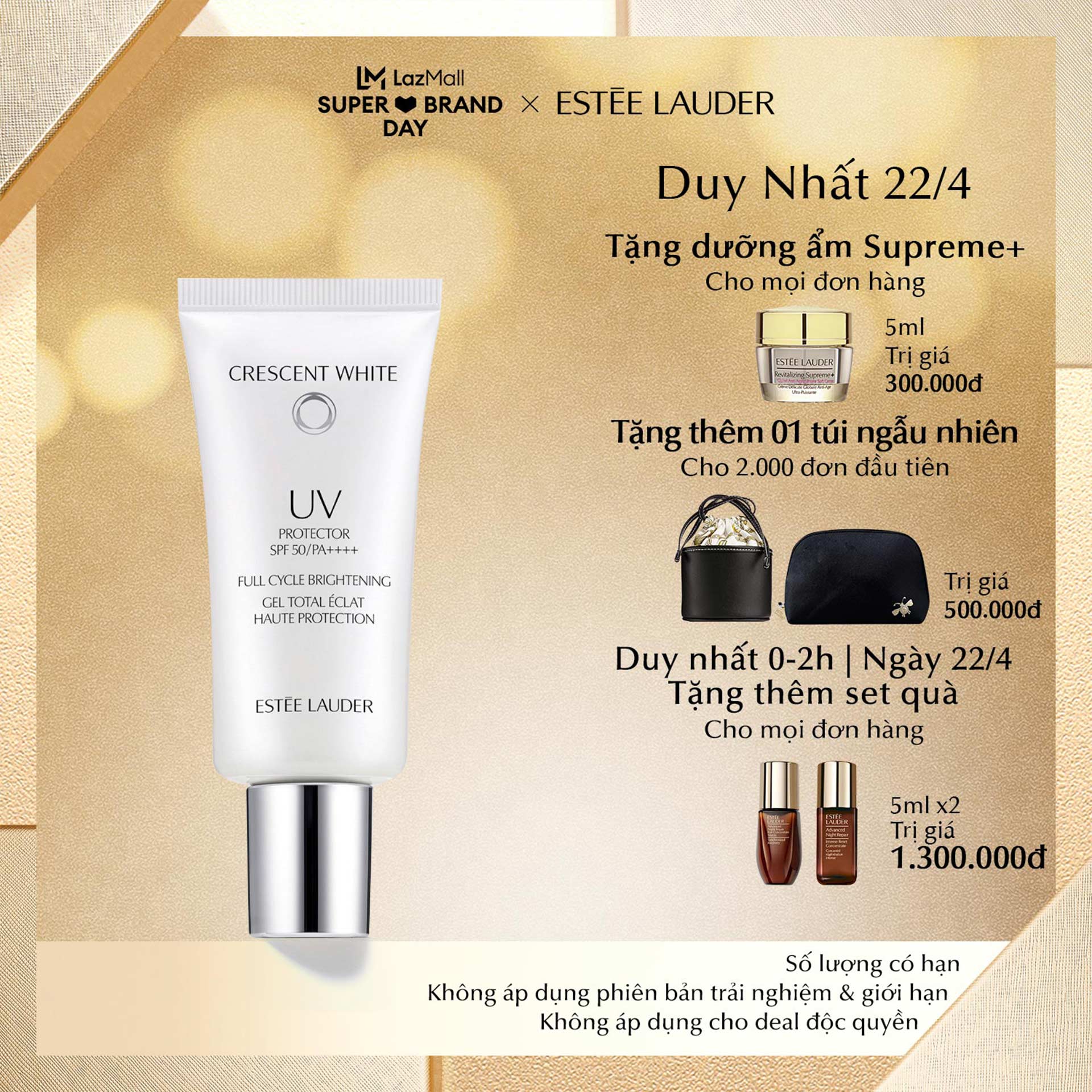 Kem Chống Nắng, Sáng Da Estee Lauder Crescent White Full Cycle Brightening UV Protector SPF 50 30ml