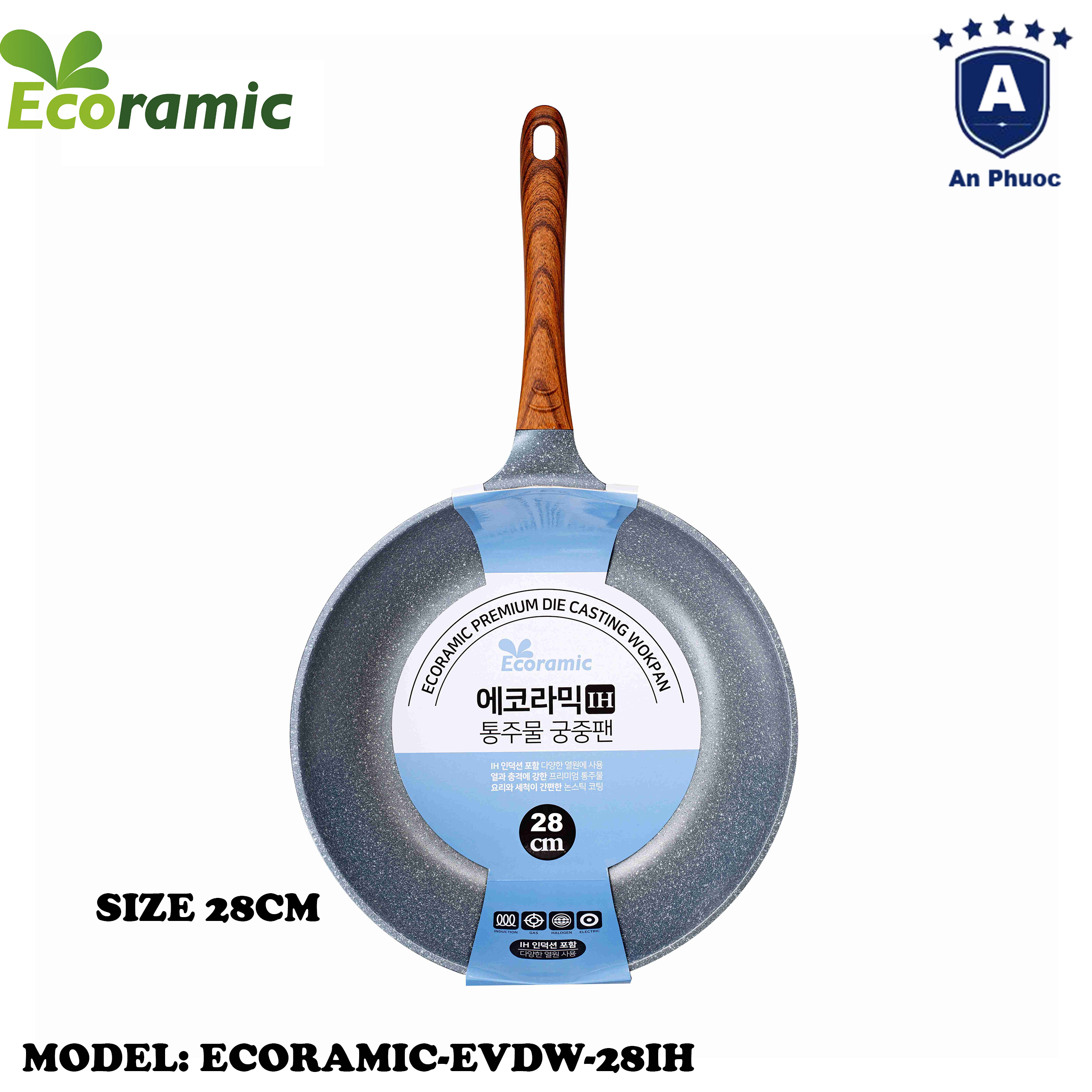 CHẢO CHỐNG DÍNH VÂN ĐÁ ECORAMIC EVDW-28IH