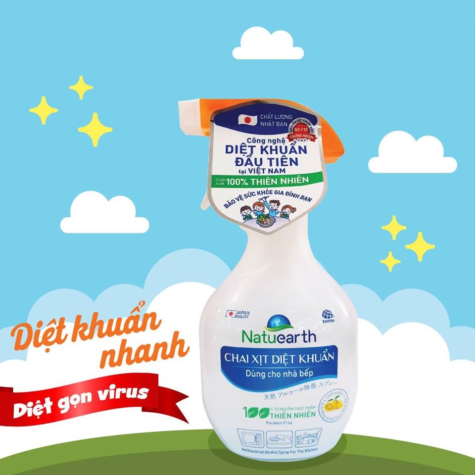Xịt Diệt Khuẩn nhà bếp Natuearth 410ml